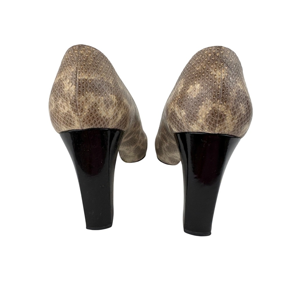 Vintage Casadei Black Snakeskin Spectator Shoes Size 7.5 Leather Square Cap Toe - Picture 4 of 14
